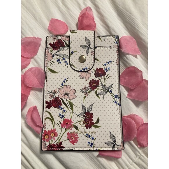 Nanette Lepore Handbags - Nanette Lepore Floral Crossbody Bag Purse Cell Phone & ID Holder Vegan Leather